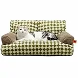 MEWOOFUN groß Katzenbett kleines Hundesofa Flauschig und waschbar Katzensofa Hundebett für Katzen, weich Katzenbett katzencouch mit Rutschfester Unterseite, Grün 66x48cm
