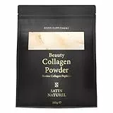Satin Naturel Kollagen Pulver Hochdosiert 330g – Hydrolysiertes Rinderkollagen Typ 1&3 mit Hyaluron, Vitamin C & Inulin – Premium Collagen Peptide Pulver Ohne Aromen