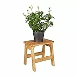 Relaxdays Fußbank RUSTICO aus Bambus, Hocker für Kinder, Tritthocker klein, HBT: ca. 27 x 29 x 24 cm, natur