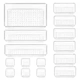 Vtopmart 15 Stücke Schubladen Ordnungssystem mit 4 Größen, Schubladen Organizer, Klar Kunststoff Organizer Schublade, Schminktisch Organizer Einsetzbar für Makeup Organizer, Küchen, Bad, Büro
