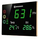 Bresser CO2 Messgerät Luftqualität, Smile XXL mit großer Anzeige für aktuelle Kohlendioxidkonzentration, Temperatur und Luftfeuchtigkeit, Lüftungsempfehlungen