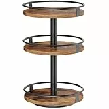 HOOBRO Gewürzregal, Küchenregal, 3-stufiger drehbarer Gewürzständer, Küchen-Organizer, Gewürzhalter, für Küchentheke, Schminktisch, Esstisch, rustikales Braun und Schwarz EBF09TL01