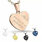 Hanessa Herz Kette in Rosegold – Personalisierte Halskette mit Gravur aus Edelstahl 50–60 cm – Individueller Schmuck für Frauen, Damen & Mädchen – Geschenk zum Geburtstag, Weihnachten & Hochzeitstag