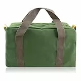 Werkzeugtasche XXL 46cm (18 Zoll), Extra Große Werkzeugtasche Leer, Robuster Canvas Werkzeug Organizer für Bau & Handwerk, Weitöffnungstasche für Maschinen & Akkus.Armeegrün