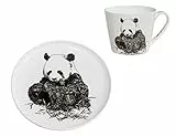 Maxwell & Williams Marini Ferlazzo Becher und Teller Panda aus Bone China Porzellan