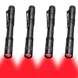 MODOAO Rotlicht-LED-Taschenlampe, 4 Stück, Hochleistungs-LED-Stift-Taschenlampen, Wasserdicht, Kompakt Mit Clip, Für Camping, Wandern, Nachtsicht