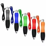 Dokeno Druckkugelschreiber Multifunktionaler Dicker Kugelschreiber, 5Pcs Große Schreibstifte Schwarze Tinte, Fette Ergonomische Kugelschreiber mit Schnur und Druckknopf in 5 Farben