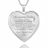 HAYOUWAY Weihnachtsgeschenke für Frauen Mädchen Kette Herz Halskette für Damen, Mutter An Meine Tochter Kette Geschenk mit Spruch Herz Anhänger Geburtstag Graduierung Hochzeit Geschenk für Tochter
