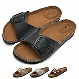Torotto Pantoletten Damen Sandalen Latschen Schlappen Hausschuhe Bequeme Verstellbare Schnalle(schwarz,39 EU)
