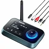 3-in-1 Bluetooth 5.0 Sender Empfänger für 2 Kopfhörer, SOOMFON Bluetooth Adapter Audio für TV PC Stereoanlage, Low Latency BT Transmitter Receiver mit Lautstärkeregelung, Aux/RCA/Optisch