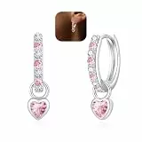 XOEMEL Ohrringe Silber 925 für Damen Creolen Silber 925 Klein mit Zirkonia Ohrringe Herz Hängend Hypoallergen Mini Creolen Gold für Frauen