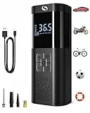 SERVOMASTER Elektrische Luftpumpe,Tragbar Akku Kompressor mit Manometer, Fahrradpumpe Elektrisch 150PSI, Auto Zubehör für Männer, Mini Luftpumpe Fahrrad mit LED für Auto Motorrad Fahrrad Kugel