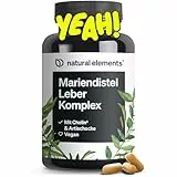 natural elements Mariendistel Leber Komplex - 120 Kapseln - mit Mariendistel, Cholin, Artischockenextrakt, Curcuma & Zink - Leberkur Hochdosiert, vegan, laborgeprüft und in Deutschland produziert