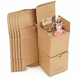Belle Vous Geschenkbox aus Kraftpapier, Braun, 50 Stück – Karton mit 7,5 x 7,5 x 7,5 cm – Geschenkbox aus Karton, einfache Montage, für Partys, Geburtstage, Hochzeiten, Taufen, Veranstaltungen