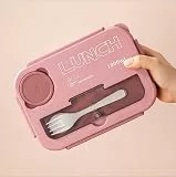 Dntorx Brotdose Kinder mit Fächern, 1300ml Bento Box Kinder Lunchbox Erwachsene mit Besteck, Mikrowellengeeignet und Spülmaschinenfest, Auslaufsichere Brotdose Jausenbox für Schule Picknick