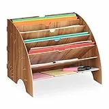 Relaxdays Dokumentenablage, 6 Ablagefächer, DIN A4, HxBxT: 27 x 34 x 27 cm, Büro & Schule, Büro-Organizer, MDF, braun