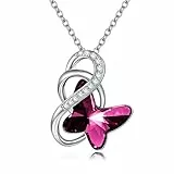 AOBOCO Sterling Silber Schmetterlinge Kette Damen, Schmetterling Schmuck Geschenke für Frauen Mädchen Mama Freundin (Lila)