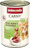 animonda Carny Katzen Nassfutter Kitten Rind + Huhn + Kaninchen (12 x 400g), Kitten getreidefreies Katzennassfutter ohne Zucker für wachsende Kätzchen bis 1 Jahr, mit frischen Zutaten