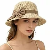 Sonnenhut Damen, 2026 Neu UV-Schutz Strandhut mit Breite Krempe, Bowknot Strohhüte Sommerhut Strohhut Damen mit Verstellbares Windfestes Seil Faltbarer Sommerhut für Strand, Urlaub, Reisen (Beige)