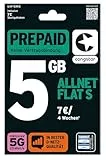 congstar Prepaid ALLNET S SIM-Karte ohne Vertrag I 3GB Prepaid-Paket in D-Netz Qualität für Einsteiger I 5G mit 25 Mbit/s I Telefonie & SMS Flat in alle dt. Netze I EU-Roaming inkl.