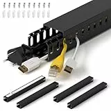 ZhiYo Kabelkanal schwarz 160cm - Serverrack-Set mit 4x40cm Verdrahtungskanal | Sicherer PVC-Kabelkanal H3,5xB4cm für Schreibtisch/Netzwerk - Offene Kabelrinne mit Stecksystem