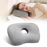 Babyezz Piercing Ear Hole Pillows CNH Pillow with an Ear Hole Relieves Ear Pain for Side Sleepers and Relief Ear Pain Ear Inflammation Pressure Sores Headphones, Gray
