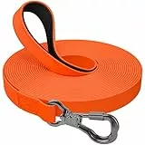 X XBEN Wasserdicht Schleppleine für Hunde, 30M Gummierte Schleppleine mit Abschließbarer Karabine, Hundeleine Laufleine für Mittlere Große Hunde, Robuste Trainingsleine, mit Handschlaufe, Neon Orange