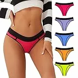 PHOLEEY 5er Pack Baumwolle Slips Damen Unterhosen Unterwäsche Frauen Atmungsaktiv Weich Bequem Slip Elastischer Bund Höschen M