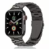 QAZNZ Metall Kompatibel mit Apple Watch Armband 46mm 45mm 44mm 49mm 42mm,iWatch Bands für Apple Watch Series 10 9 8 7 6 5 4 3 2 1 SE1-3 Ultra 1-3(42mm 44mm Schwarz Grau)
