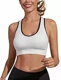 Migcaput Sport BH Damen Bustier BH Ohne Bügel mit gekreuzten Rückenpartien Sport Bra Top Spaghettiträger Cross Back Design Push up BH für Yoga Fitness Weiß S
