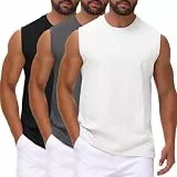 HOTIAN 3er Pack Tank Top Herren 100% Baumwolle Ärmelloses Shirt Fitness Achselshirt Sport Funktionsunterhemd Muskelshirts Sommer Outdoor Funktionsshirt