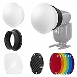 NEEWER Flash Zubehör Set mit Silikon Diffusor, Gitter, Reflektor, 6X Farbgel und 1x magnetischem Adapterring, kompatibel mit Godox V1/V1 PRO NEEWER Z1 Z2 Round Head Kamera Blitz Flashlight, CRS5