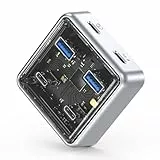 ORICO USB Hub 3.2, 4 Port USB 3.2 Gen2 Verteiler mit 2 Typ A/C Anschlüsse, 10Gbps Zinklegierung Multiport Adapter kompatibel mit MacBook, iMac, Surface Pro, XPS, und Festplatte