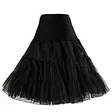 Boolavard® 50er Jahre Petticoat Vintage Retro Reifrock Petticoat Unterrock für Wedding Bridal Petticoat Rockabilly Kleid in Mehreren Farben (XS-M, Schwarz)