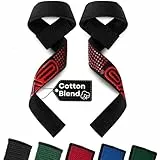 EVO Fitness Zughilfen Krafttraining Perfekt Für Und Bodybuilding Sowie Intensives Krafttraining Kreuzheben Gurte Lifting Straps Fitgriff Zughilfen Frauen Und Männer (Schwarz/Rot)