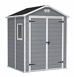 Keter Manor 6x5DD Gartenhaus wetterfest 4.8m³, Kunststoff, Outdoor, Außenmaße: BxTxH:185x152x226cm, Innenmaße: BxTxH:169x138x219cm, grau