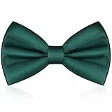 URAQT Fliege Herren, Klassische Einfarbig Fliegen für Männer, Schmale Smoking Fliege Schleife mit Haken, Einstellbar Bow Tie für Hochzeit Party(Dunkelgrün)