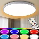 NEEMOSI LED Deckenleuchte Dimmbar 24W with RGB Farbwechsel, Ø30cm Deckenlampe mit Fernbedienung für Schlafzimmer Badezimmer Wohnzimmer Kinderzimmer, 3000-6000K Decke Lampe Warmweiß Kaltweiß (Rund)