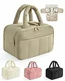 BAGSMART kulturbeutel Damen, Reise Kosmetiktasche Groß Kulturtasche zum Aufhängen für Frauen, Makeup Taschen Organizer mit Griff für Reisen, wasserdichte Waschtasche, Braun