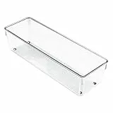 iDesign Drawer Organizer, langer Kunststoff-Schubladeneinsatz für Bad oder Küche, praktischer Schubladen-Organizer für Make-up, Küchenzubehör und Büromaterial, klar, 10 cm x 30,5 cm x 7,5 cm