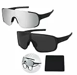 Mornly 【Schwarz + Silber Set】 Überzieh-Sonnenbrille für Brillenträger – Windschutz & Stabil | Leicht & Kompakt | Für Damen/Herren – Radfahren, Laufen, Outdoor