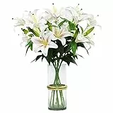 Olrla 60cm lang Künstliche Lilien 4 Stiele, Gesamt 8 Blütenköpfe 4 Knospen 3D künstliche Tigerlilie, Blumen für Hochzeit, Zuhause, Hotel, Büro, Dekoration (Farbverlauf, Champagnerfarben)