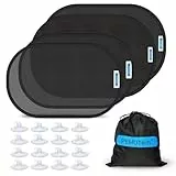 PEMOTech Sonnenschutz Auto Baby,(4 Stück) ZERTIFIZIERTER UPF50+ UV-Schutz,[2025 Upgrade] Universelle Sonnenschutz Auto Kinder mit Saugnapf