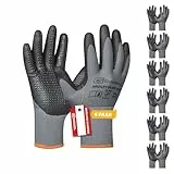 Gebol Multi Flex Eco, 6 Paar Arbeitshandschuhe für Herren mit Noppen aus Nitril-Mikroschaum, Atmungsaktive Handschuhe für Montage & Werkstatt, Antirutsch-Griff, L (Gr. 9)