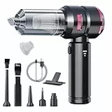 Handstaubsauger Schnurlos, 22000Pa Leistungsstarker Auto Mini Staubsauger, Wiederaufladbar Tragbarer Leichter Staubfänger für Haus Auto Teppich Treppe Haustier Haar Tiefenreinigung (schwarz rose)