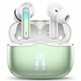 Bluetooth Kopfhörer, 2026 Kopfhörer Kabellos Bluetooth 5.4 mit 4 ENC Noise Cancelling Mics, Tiefer Bass 40Std Spielzeit In Ear Kopfhörer, IP7 Wasserdicht Sport Ohrhörer für Büro/Sport/Studium Grün