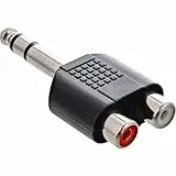 InLine 99323 Audio Adapter, 6,3mm Klinke Stecker auf 2x Cinch Buchse, Stereo, 1 Stück
