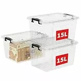Cetomo C5032 Aufbewahrungsbox mit Klickverschluss und Deckel Kunststoffbehälter Kunststoff (Polypropylen) Transparent 15 L, 3er-set