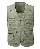 KTWOLEN Herren Outdoor Weste Anglerweste Jagdweste Fotografie Funktionsweste Ärmellos Weste Angelwesten mit Taschen, Grün, 6XL
