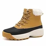 TIAROOTT Winter Barfußschuhe Warm Gefüttert Winterschuhe für Damen, Wasserdicht Knöchelhohe Winterstiefel, Warm Schneestiefel mit rutschfest Sohle, Braun,Gr.38